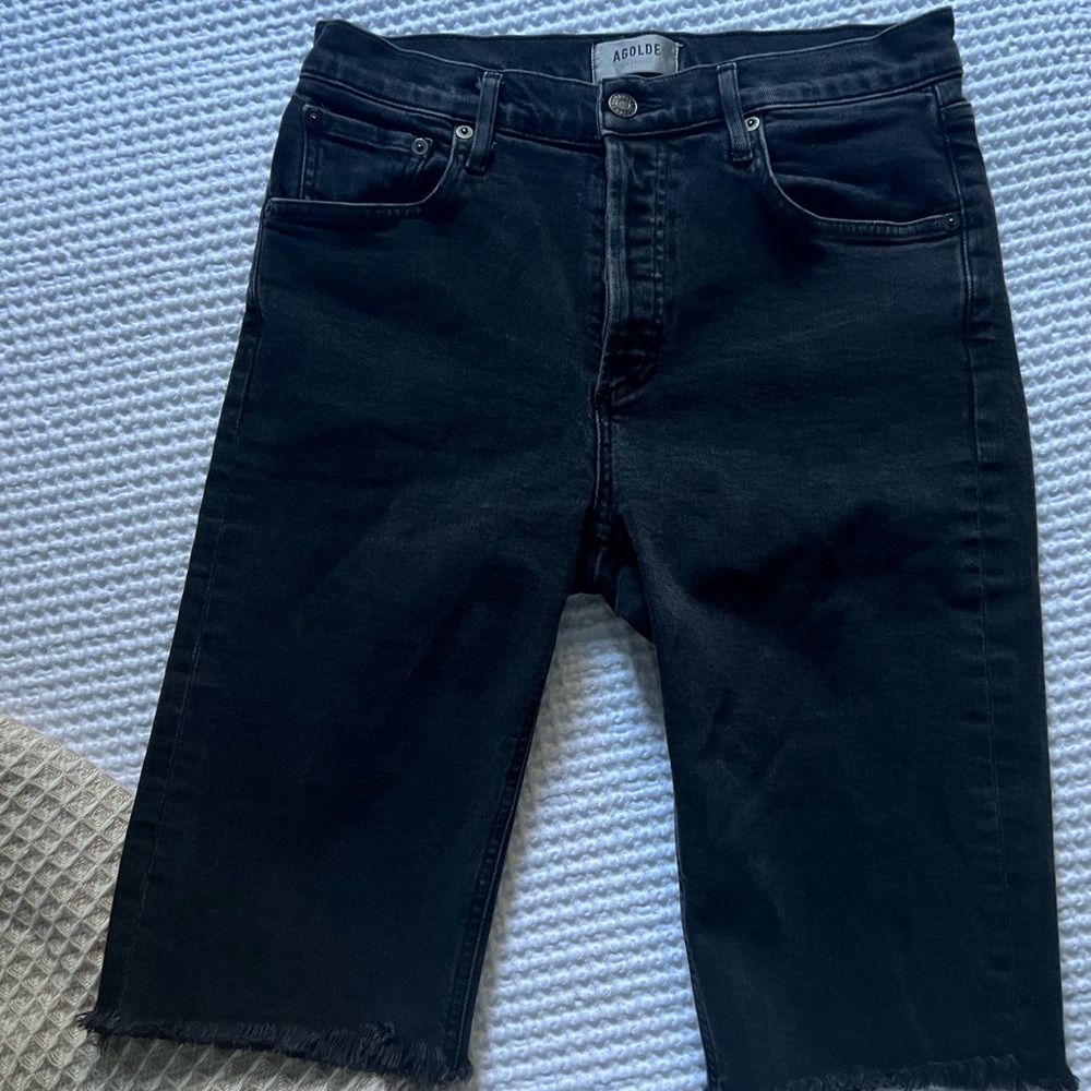 Agolde black denim Bermuda short